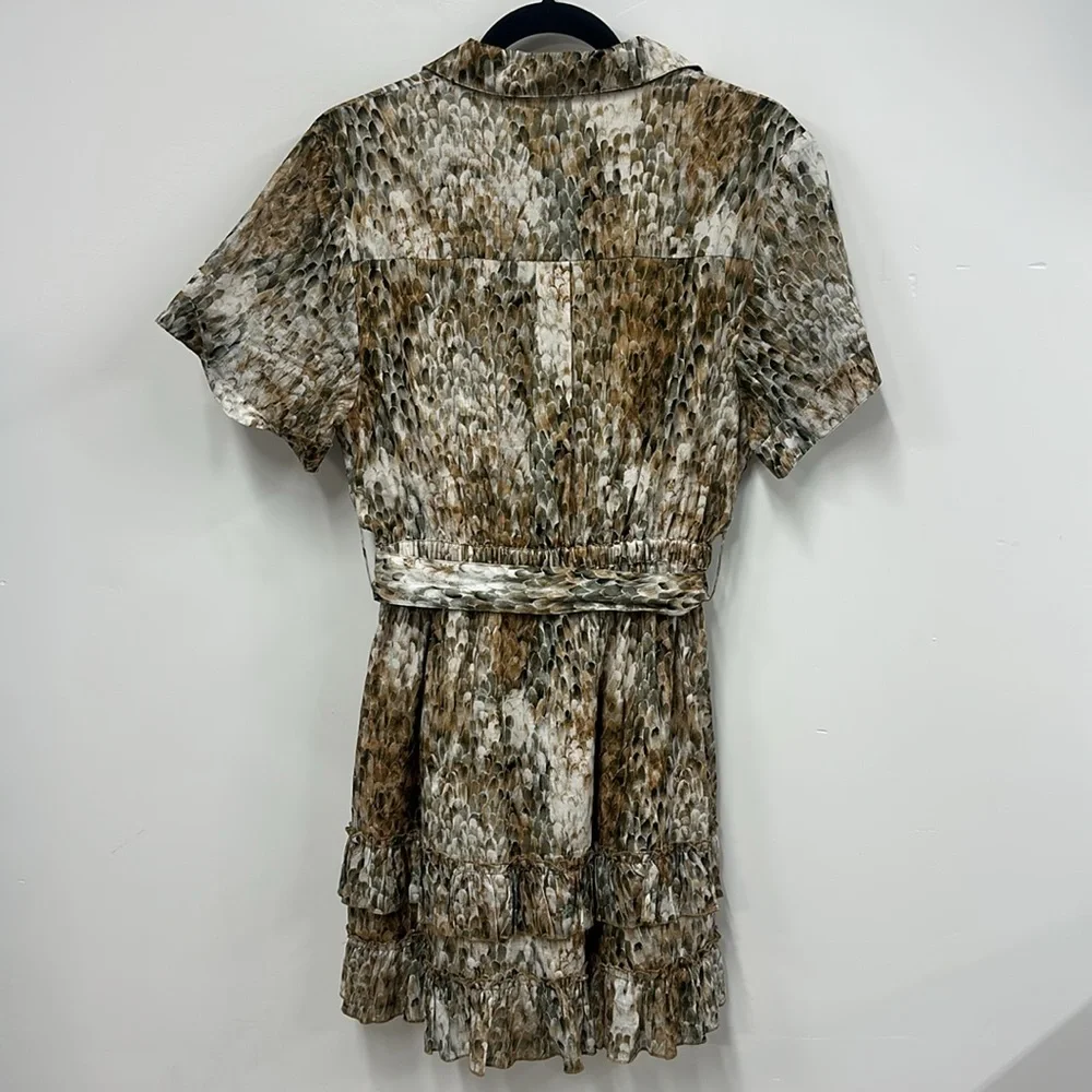 Steele brown cotton shirt dress ruffle M - Picture 7 of 7